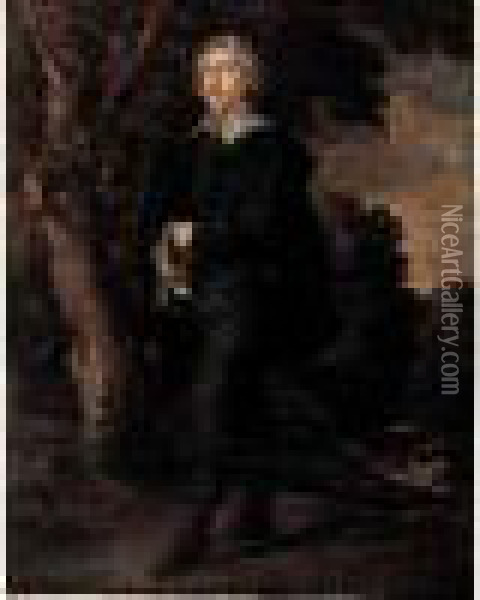 Portrait D'homme En Pied Dans Un Paysage Oil Painting - Gonzales Cocques