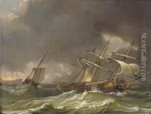 Third Rate With Other Shipping Oil Painting - Charles Martin Powell