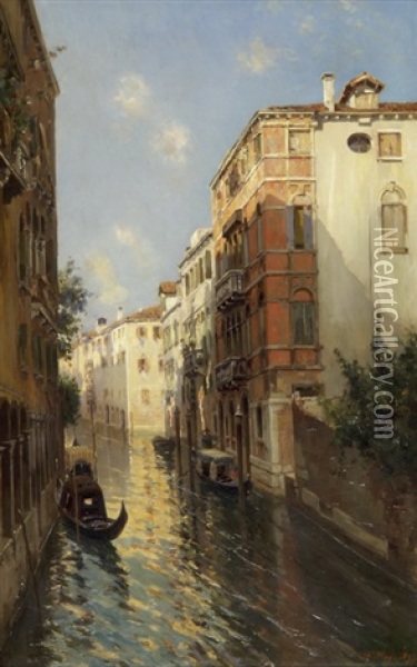 Wasserstrasse In Venedig Oil Painting - Bernardo Hay