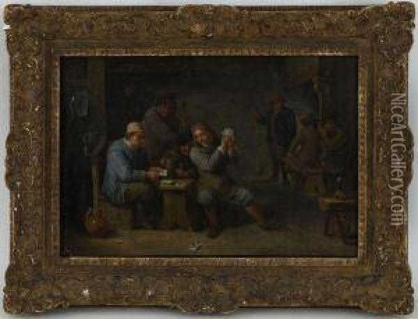 Interieur De Taverne Avec Joueurs De Cartes Oil Painting - David Teniers De Jonge