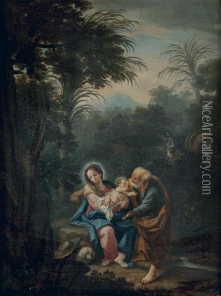 Le Repos De La Sainte Famille Oil Painting - Carlo Maratta or Maratti