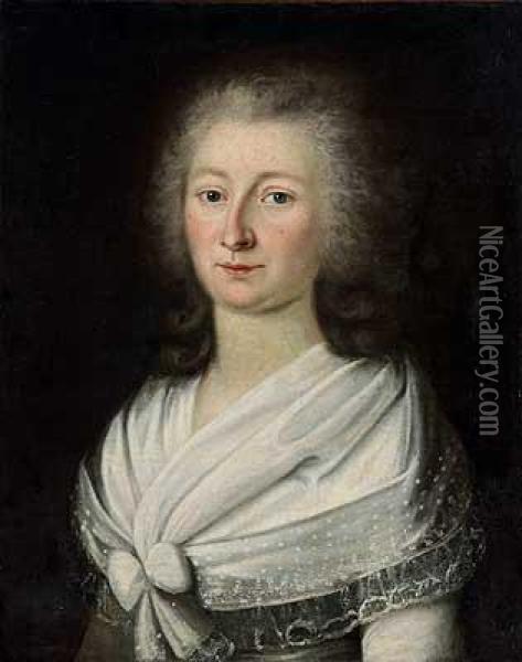 Portrait Einer Dame Mit Spitzenschal Oil Painting - Georg Kneipp