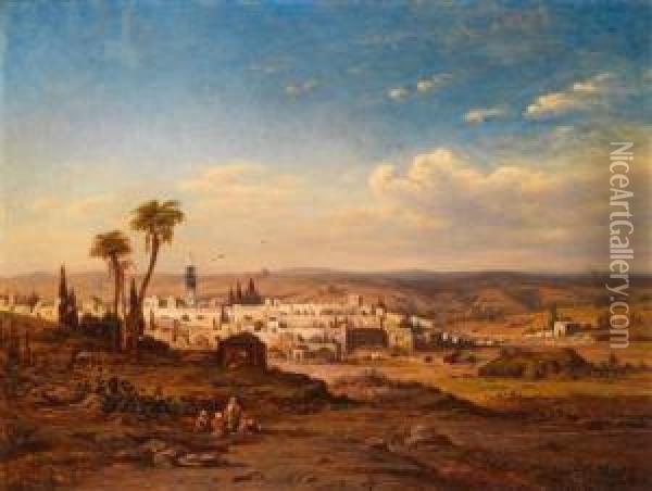 Blick Auf Bethlehem Oil Painting - Friedrich Perlberg
