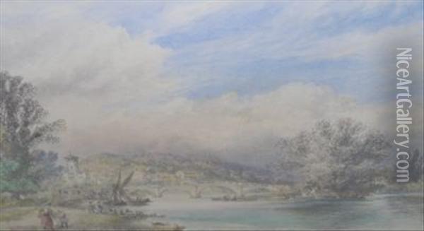 Richmond Bridge Oil Painting - Alfred Dawson