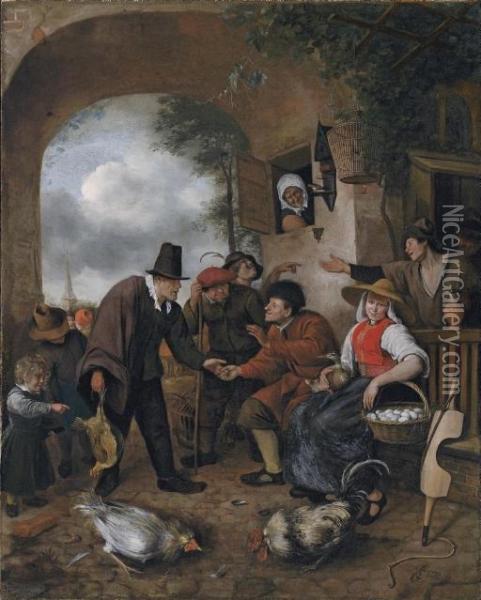 The Poultry-seller Oil Painting - Jan Steen