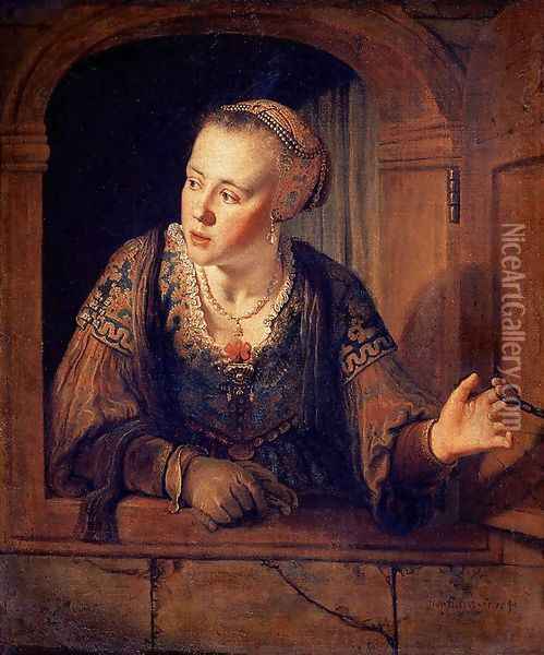 Young Woman at a Window 1640 Oil Painting - Jan Victors