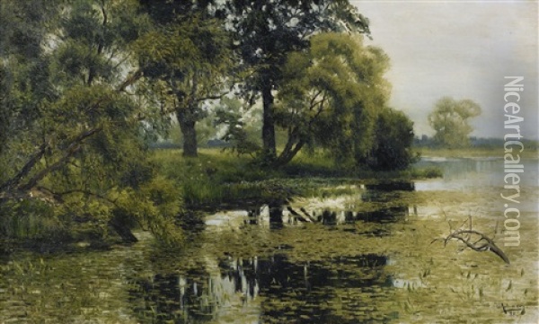 Overgrown Pond Oil Painting - Isaak Levitan