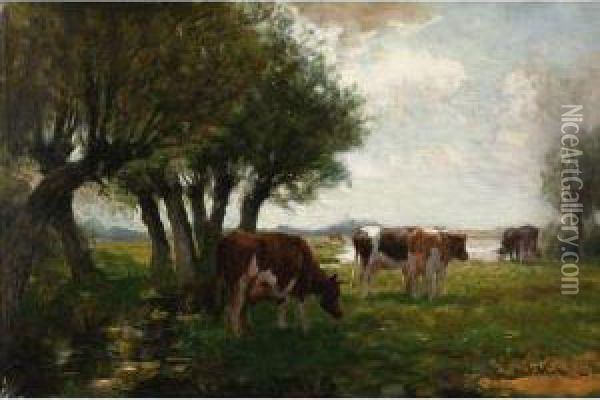 Cattle Grazing Oil Painting - Horatio Walker