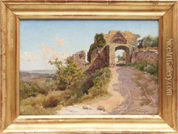 Ruines Au Bord De L'etang De Berre Oil Painting - Theophile Decanis
