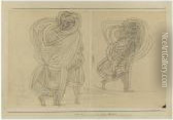 Im Wind Schreitende (woman Walking In The Wind) Oil Painting - Paul Klee