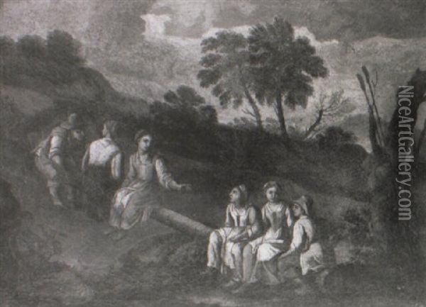 Peasants On A See-saw Oil Painting - Bernhard Keil