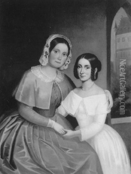 Portrait Von Mutter Und Tochter Oil Painting - Friedrich Joseph Adolf Nebel