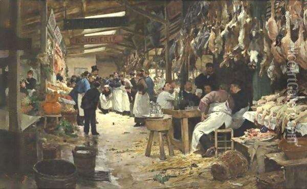 Les Halles, Paris Oil Painting - Victor-Gabriel Gilbert