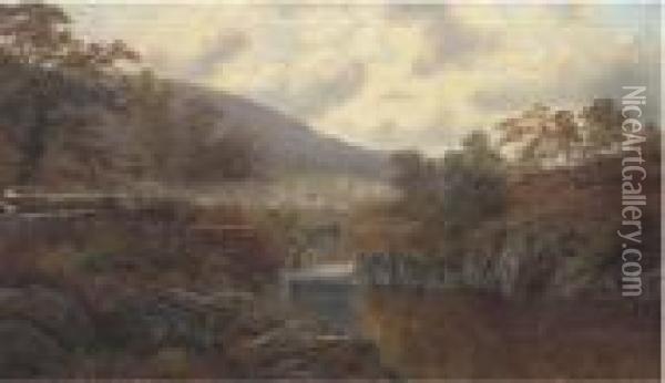 Pont-y-aberglaslyn, North Wales Oil Painting - William Mellor
