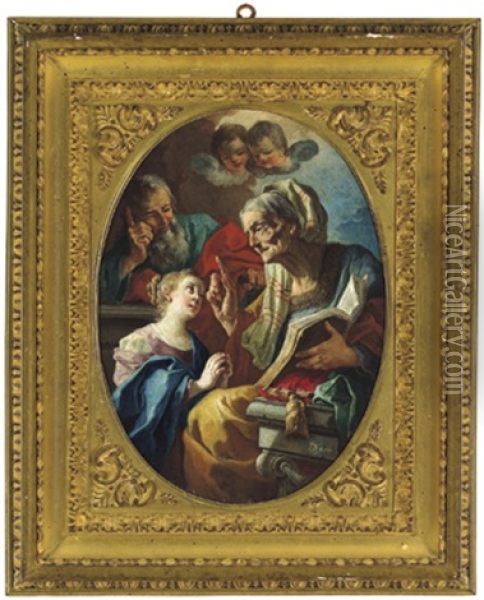 L'educazione Della Vergine: Die Unterweisung Mariens Oil Painting - Lorenzo De Caro