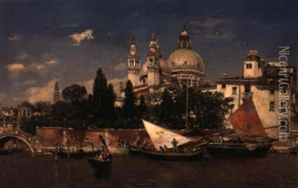 View Of Santa Maria From The Canal Oil Painting - Martin Rico y Ortega