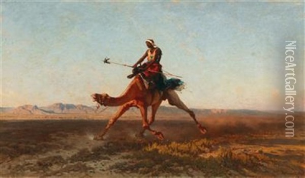 A Messenger In The Desert Oil Painting - Alberto Pasini