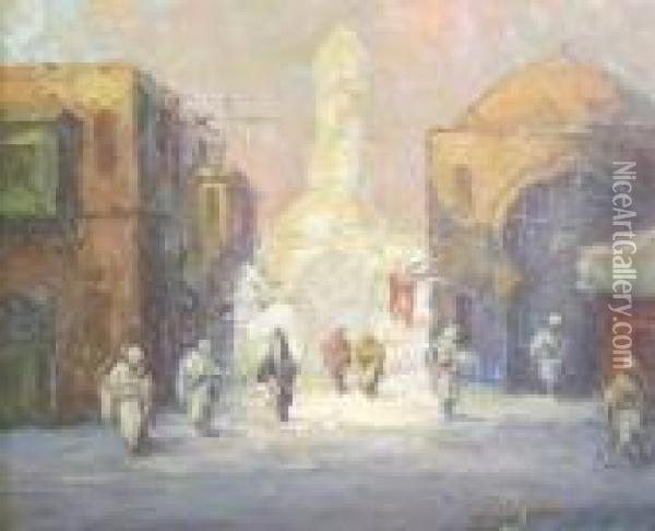 A Street In Cairo Oil Painting - Leonid Gechtoff
