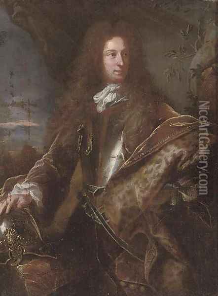 Portrait of a gentleman, traditionally identified as John Churchill, 1st Duke of Marlborough (1650-1722) Oil Painting - Hyacinthe Rigaud