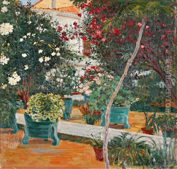 Un Jardin Mallorquin Oil Painting - Alexandre Cardunets Cazorla