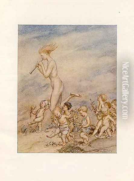 Now that May's call musters files of baby hands Oil Painting - Arthur Rackham