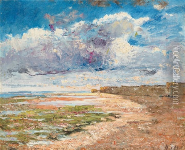 Morka Moln Over Falaiserna, Luc-sur-mer Oil Painting - Carl Fredrik Hill