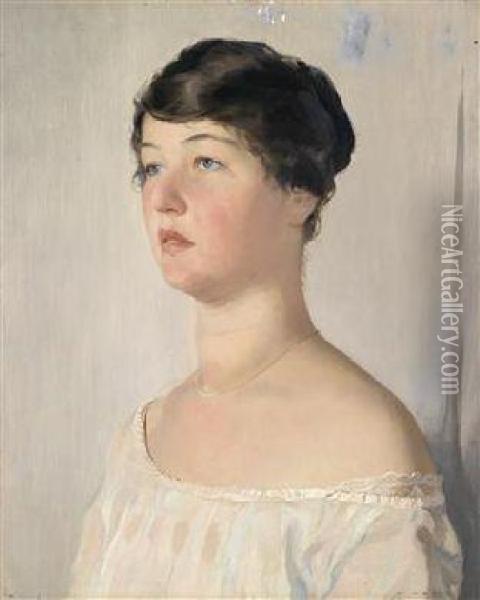 Portrait Ofa Lady Oil Painting - Joszi Arpad, Jan Koppay