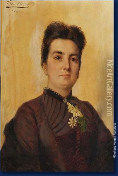 Portrait De Madame Auguste Musin Oil Painting - Leon Herbo