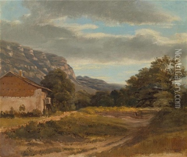 Kleine Landschaft Mit Savoyarischem Haus Oil Painting - Alexandre Calame