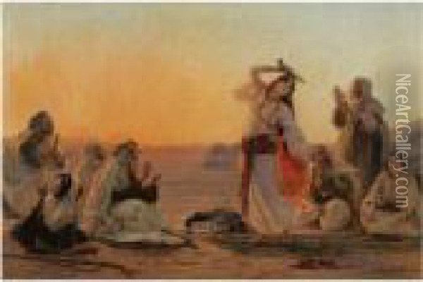 Dance At Sunset Oil Painting - Otto Pilny