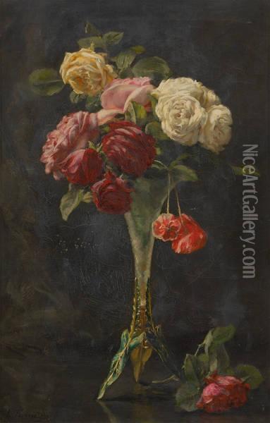 Vase Art Nouveau Fleuri Oil Painting - Edgard Farasyn