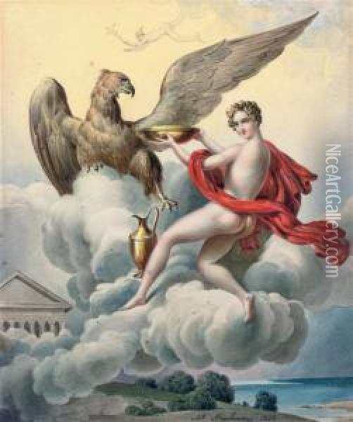 Jupiter, Transformed Into An Eagle, Seducing Ganymede Oil Painting - Michel Ghislain Stapleaux