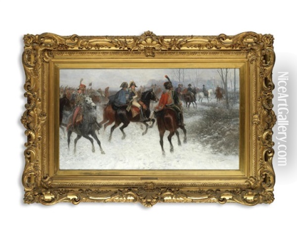 Battle Of Montmirail 1814 Oil Painting - Jan van Chelminski