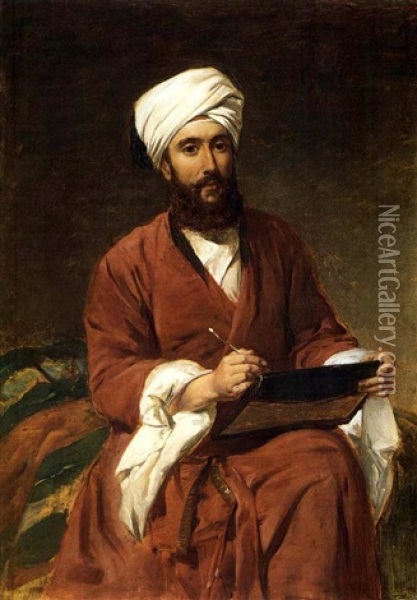 Portrait Of F.e. Lewis In Turkish Costume Oil Painting - Frederick Goodall