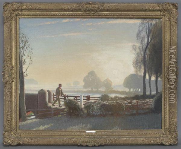 The Shepherd Boy: Sunrise Oil Painting - George Clausen
