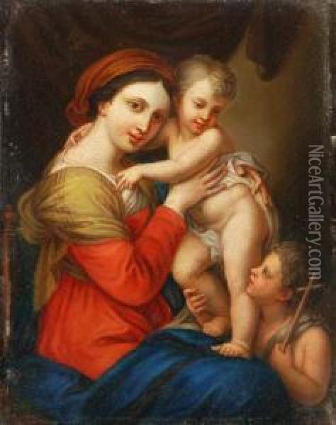 Nachfolger Maria Mit Jesus Und Johannesknaben Oil Painting - Santi Raffaelo