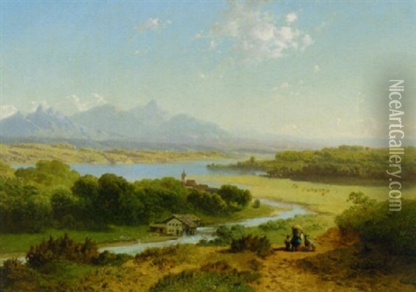 Flusstal Im Voralpenland Oil Painting - Max Zimmermann