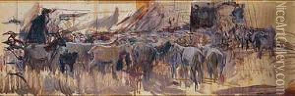 Cabras Oil Painting - Mariano Barbasan Lagueruela