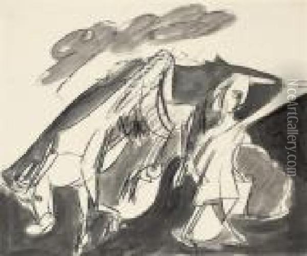 Hirte Mit Kuh Oil Painting - Ernst Ludwig Kirchner