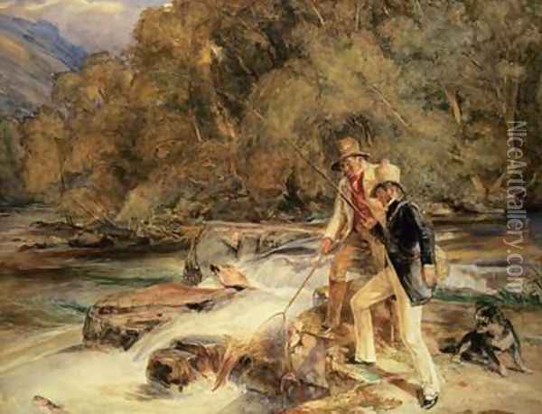 Landseer and Lewis Fishing Oil Painting - John Frederick Lewis