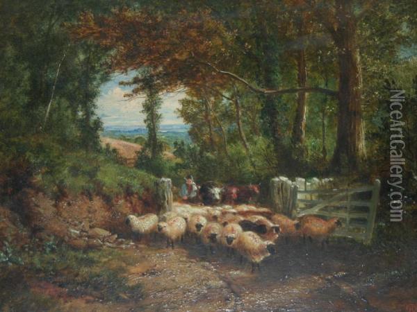 Near Chobham, Surrey Oil Painting - John Henry Dell
