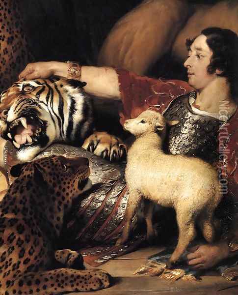 Isaac van Amburgh and his Animals (detail) Oil Painting - Sir Edwin Henry Landseer