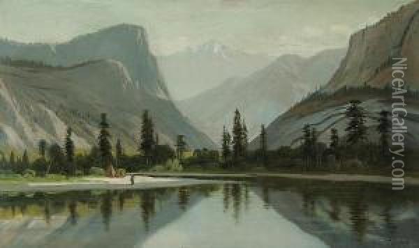 Morning On Mirror Lake, Yosemite Valley Oil Painting - Frederick Ferdinand Schafer