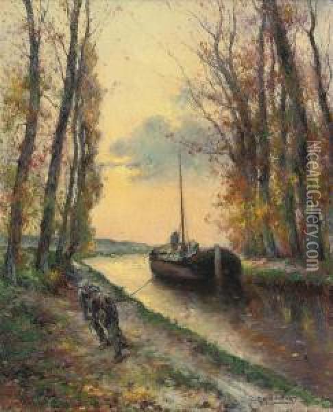Barge Haulers Oil Painting - Michel Korochansky