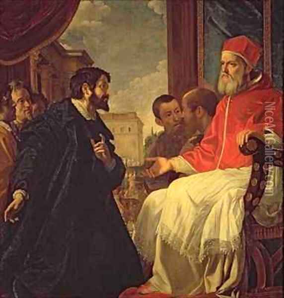 Michelangelo and Pope Julius II Oil Painting - Anastasio Fontebuoni