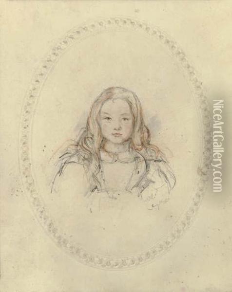 Sketch Of A Young Girl Oil Painting - John Frederick Lewis