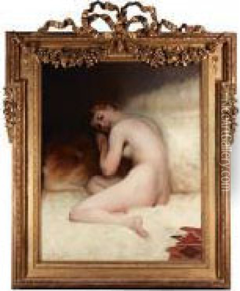 Nude Reclining On Fur Oil Painting - Louis Galliac