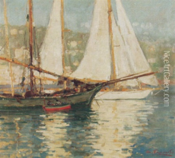 Yacht Und Fischerboot Im Sonnenlicht Oil Painting - Gaetano Esposito