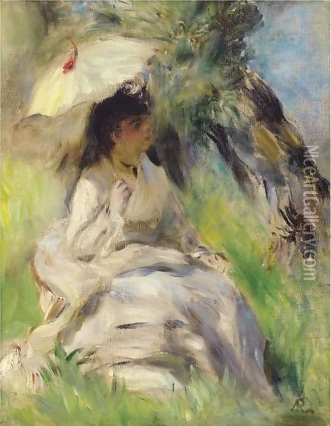 Jeune Femme A L'ombrelle 2 Oil Painting - Pierre Auguste Renoir