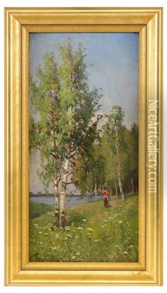 Summer Landscape Oil Painting - Semyon Sergeievich Platonov